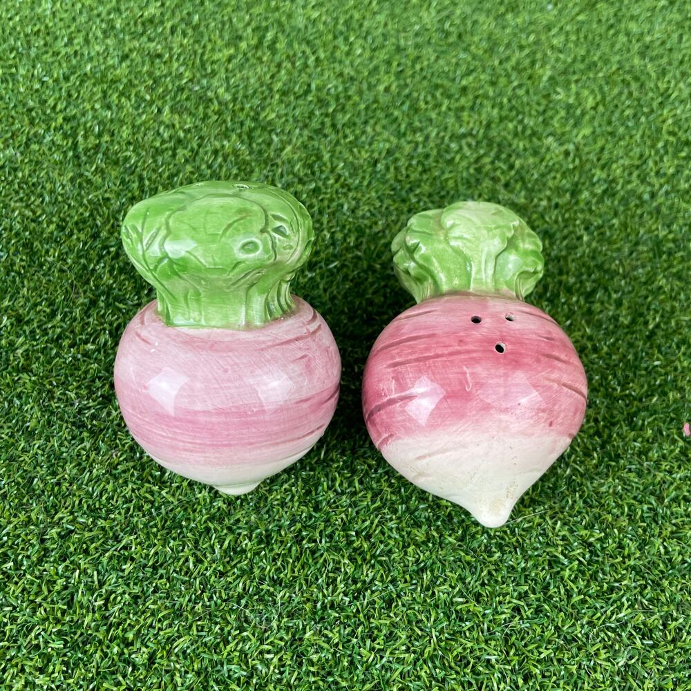 Vintage Fitz And Floyd Vegetable Radish Turnip Salt And Pepper Shakers